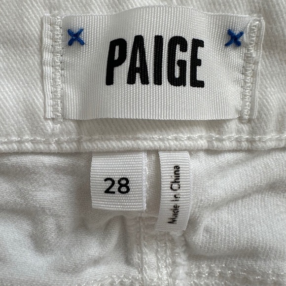 PAIGE White Denim Cuff Hem Bermuda Shorts Women's Size 28 - Picture 3 of 8